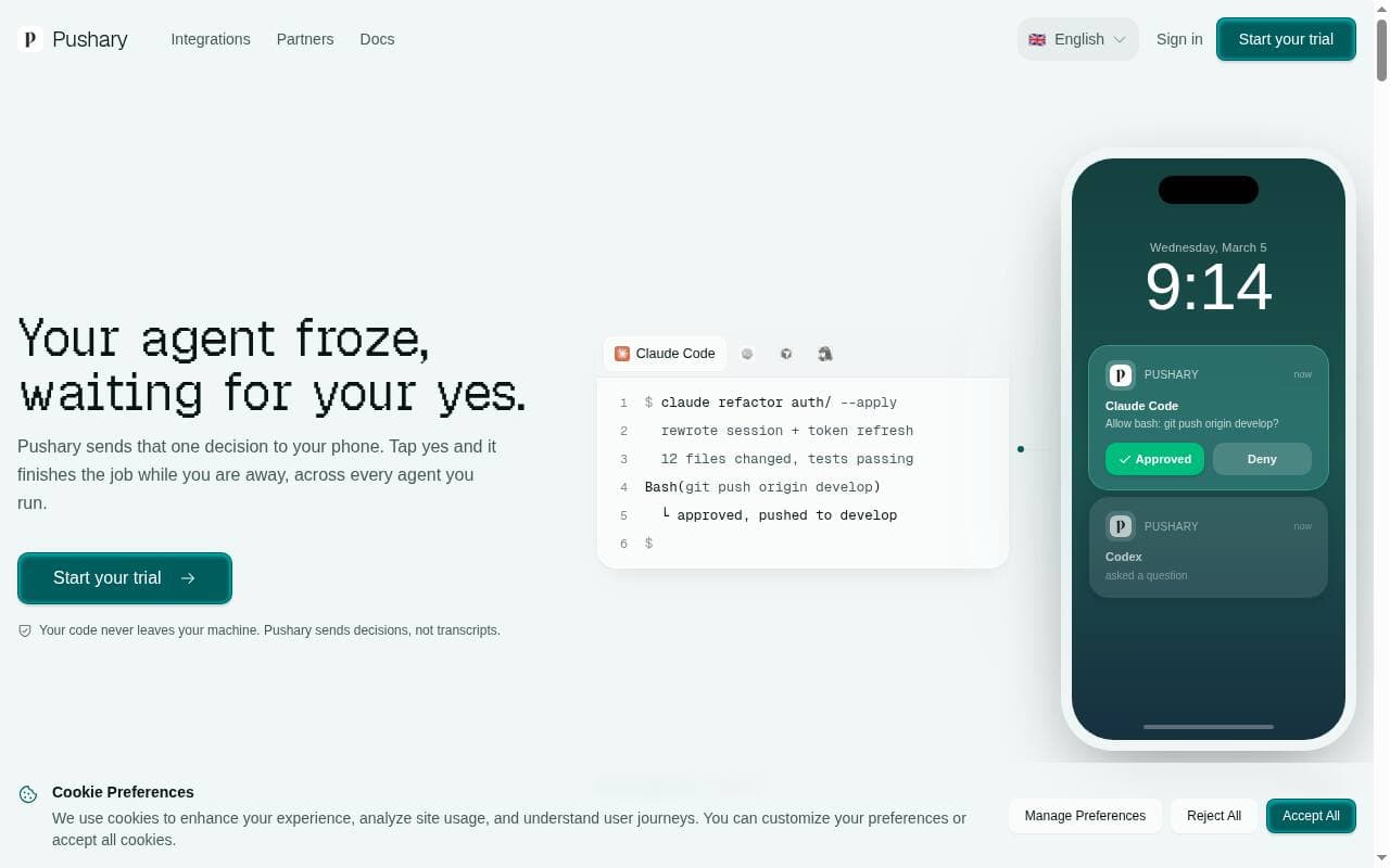 Pushary 界面截图，第 1 张