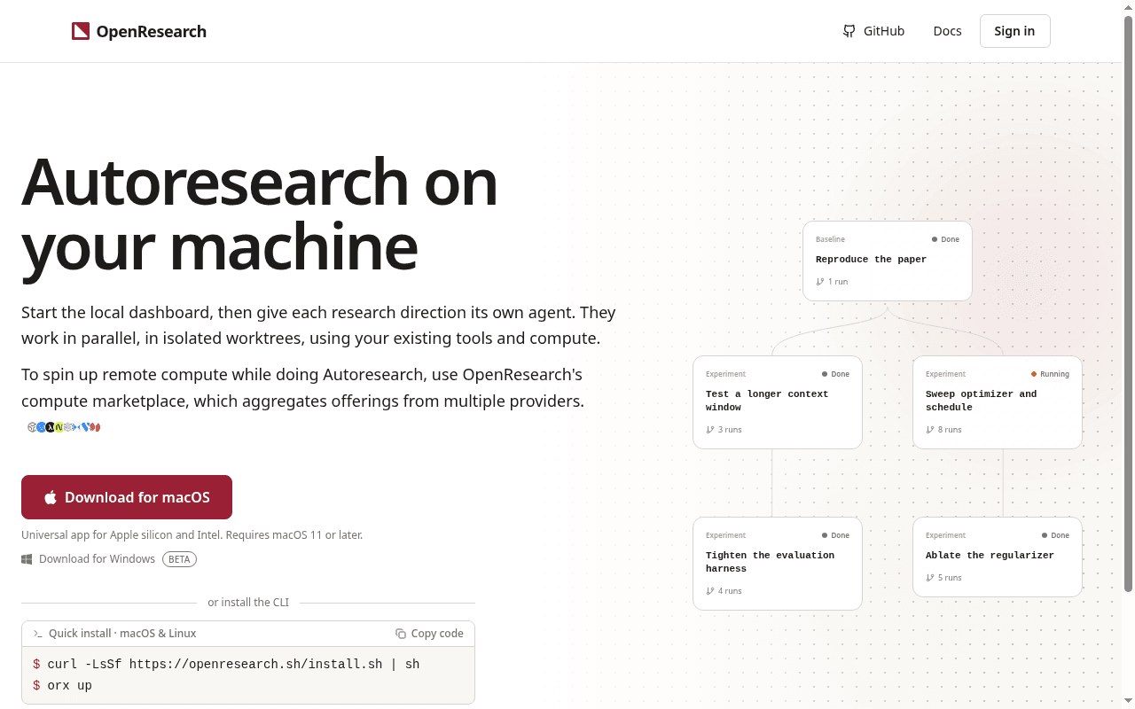 OpenResearch 界面截图，第 1 张