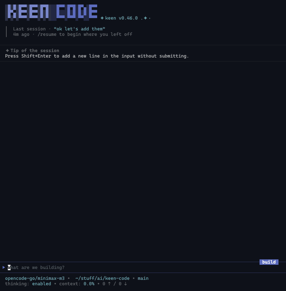 Keen Code 界面截图，第 1 张
