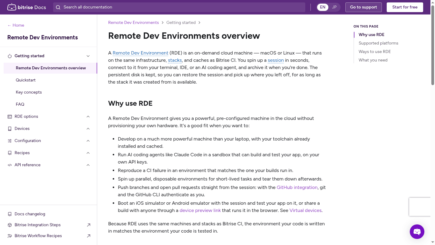 Bitrise RDE 界面截图，第 1 张