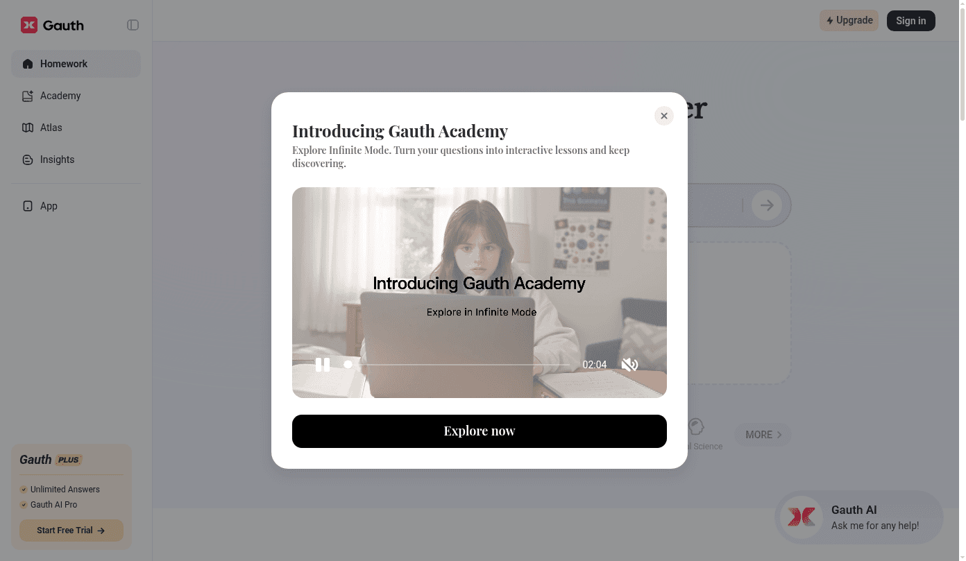 Gauth 界面截图，第 1 张