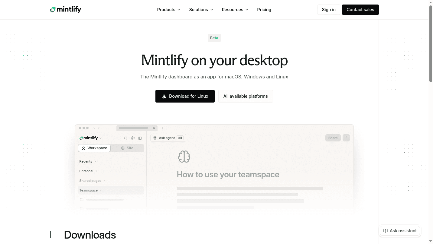 Mintlify Desktop 界面截图，第 1 张