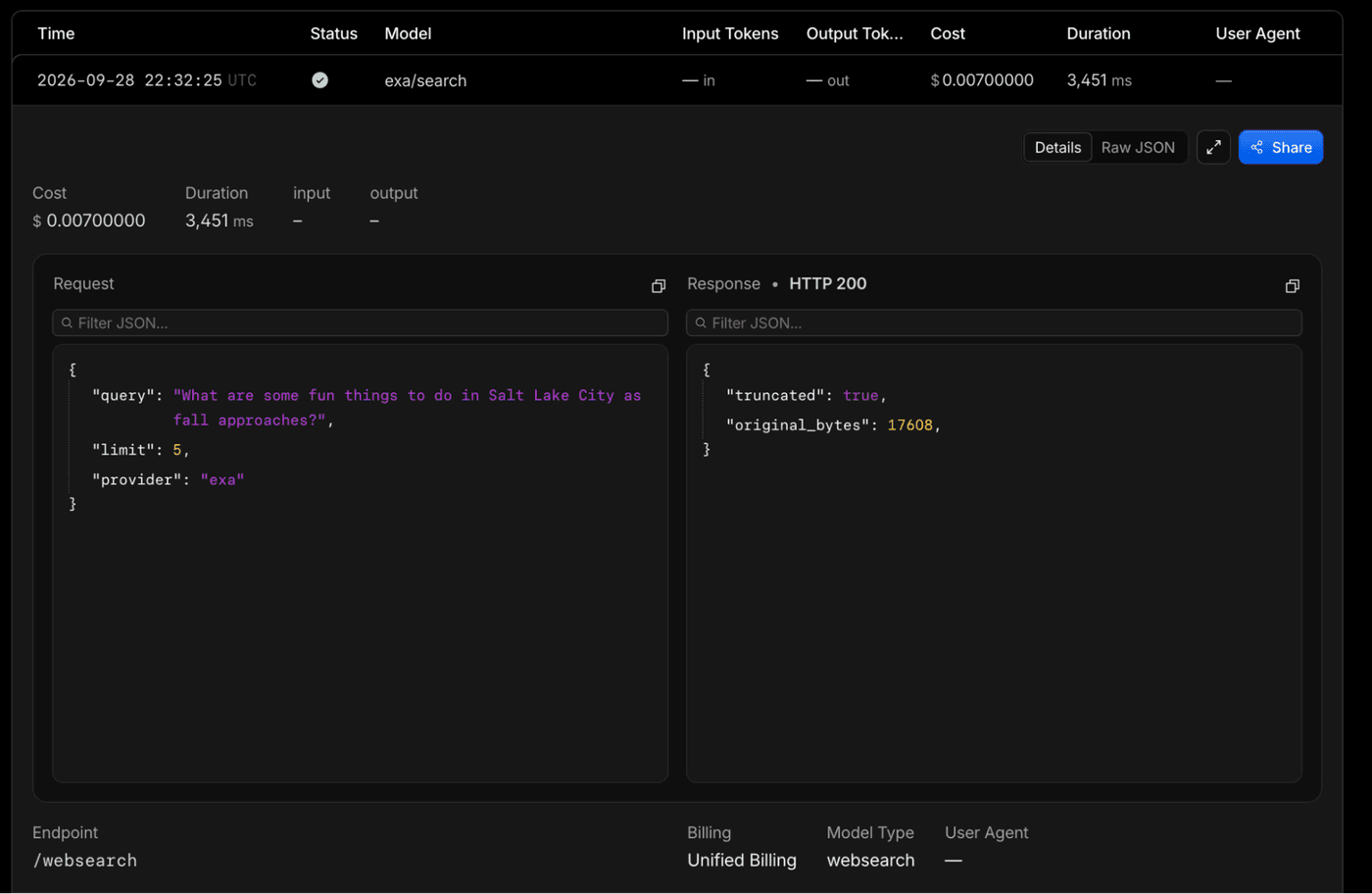 Cloudflare Web Search API 界面截图，第 1 张