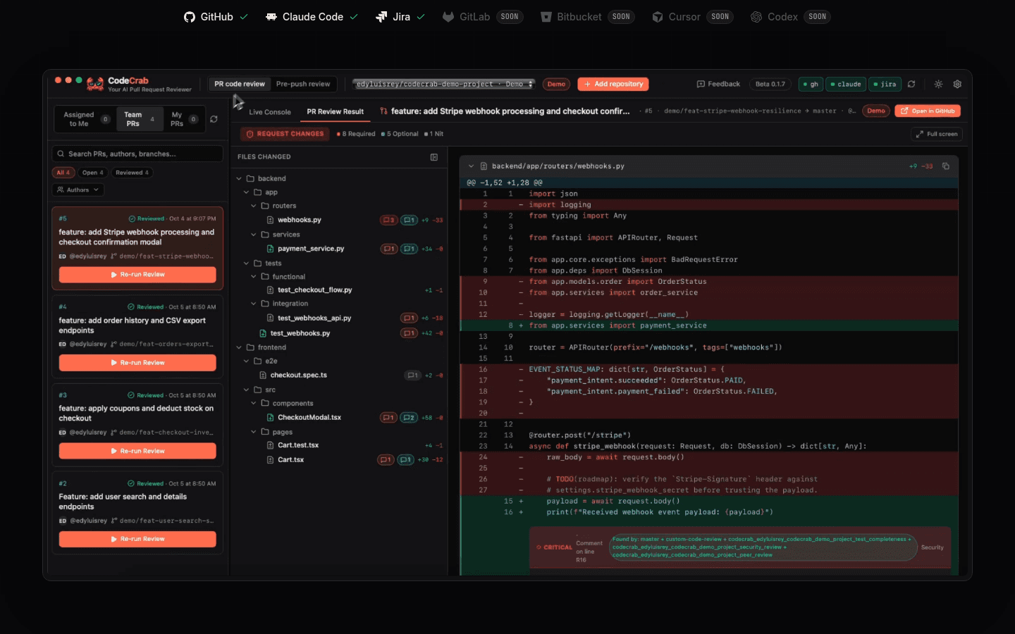 CodeCrab 界面截图，第 1 张