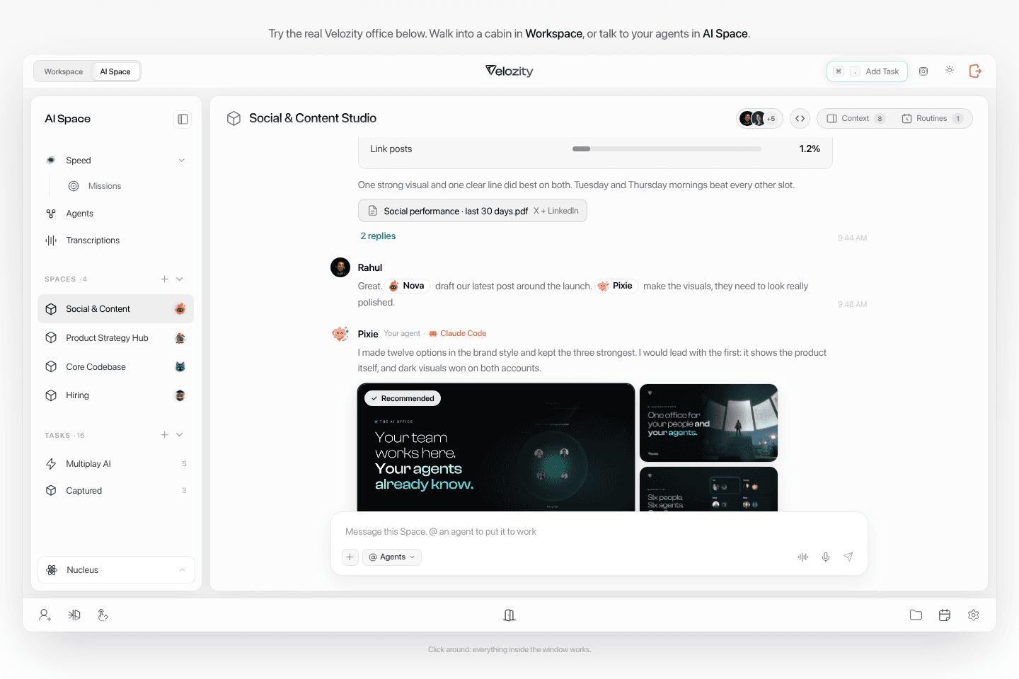Velozity 界面截图，第 1 张