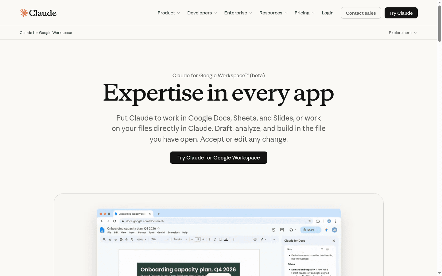 Claude for Google Workspace 界面截图，第 1 张