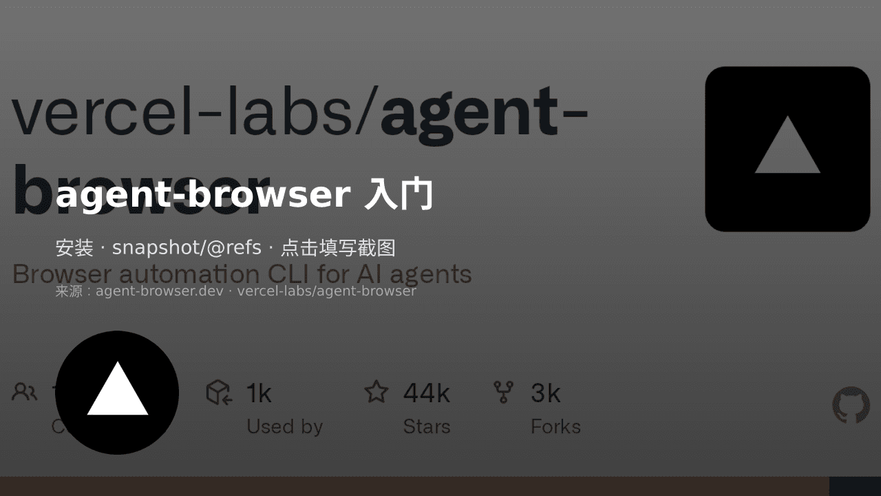 agent-browser 入门:安装、snapshot 与 @refs 自动化 课程封面